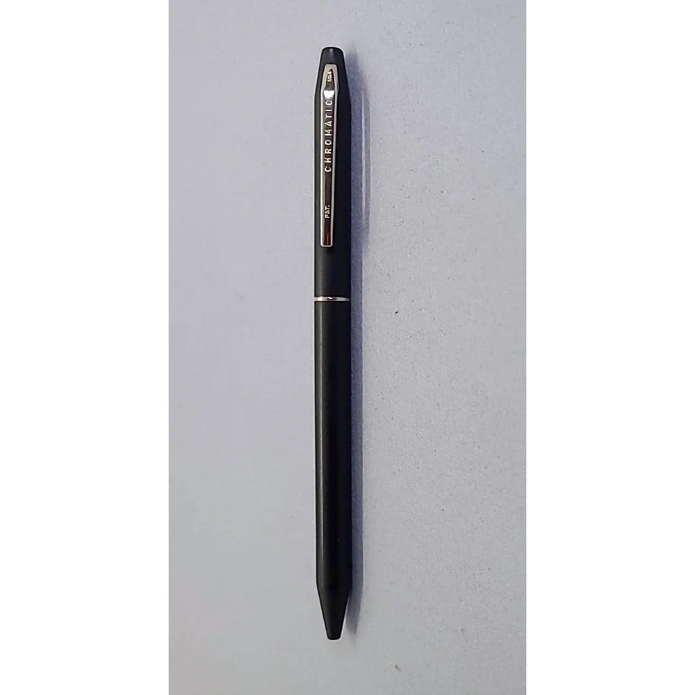 Vintage Chromatic Pen Black‎ Matte Twist Ballpoint USA Pat Gold Trim